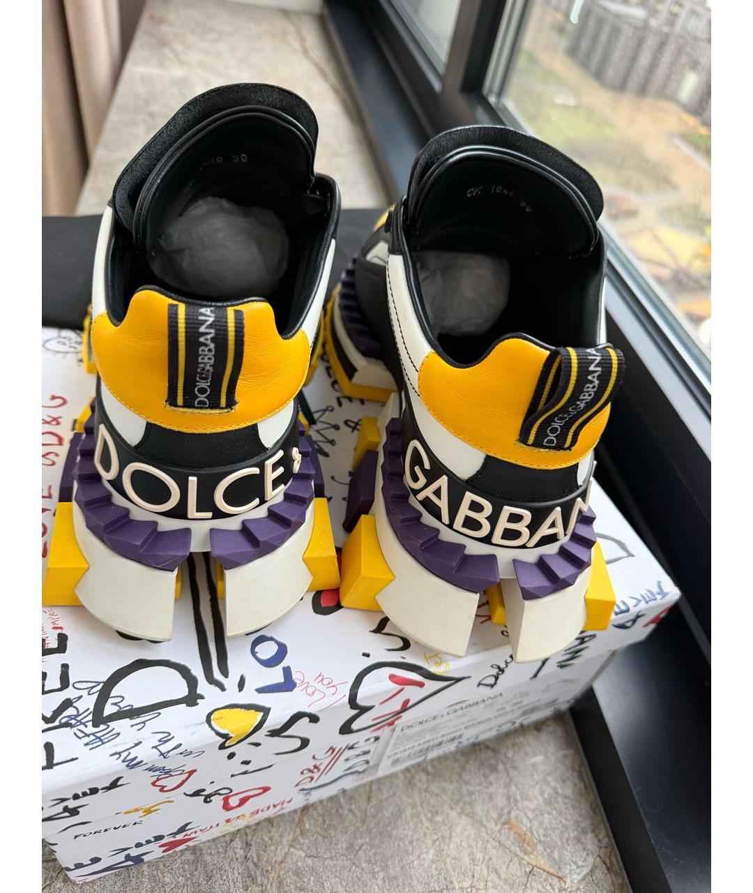 DOLCE&GABBANA Мульти кожаные кроссовки, фото 4