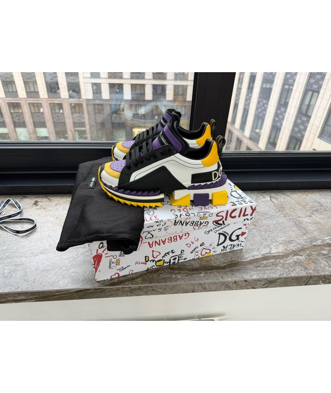 DOLCE&GABBANA Мульти кожаные кроссовки, фото 8