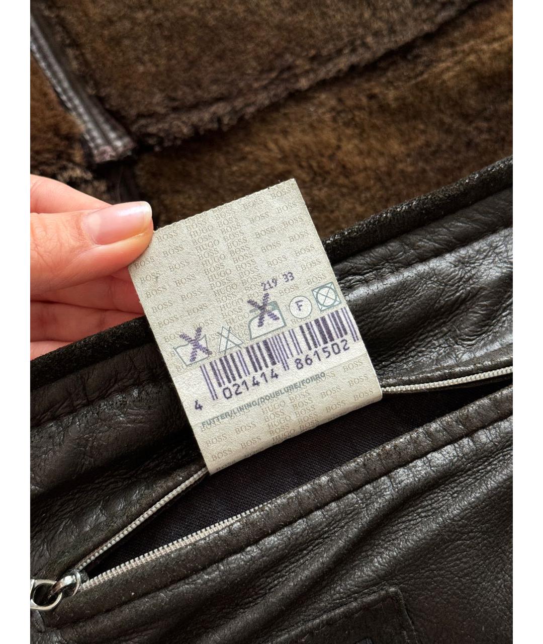 HUGO BOSS Коричневая кожаная дубленка/шуба, фото 7