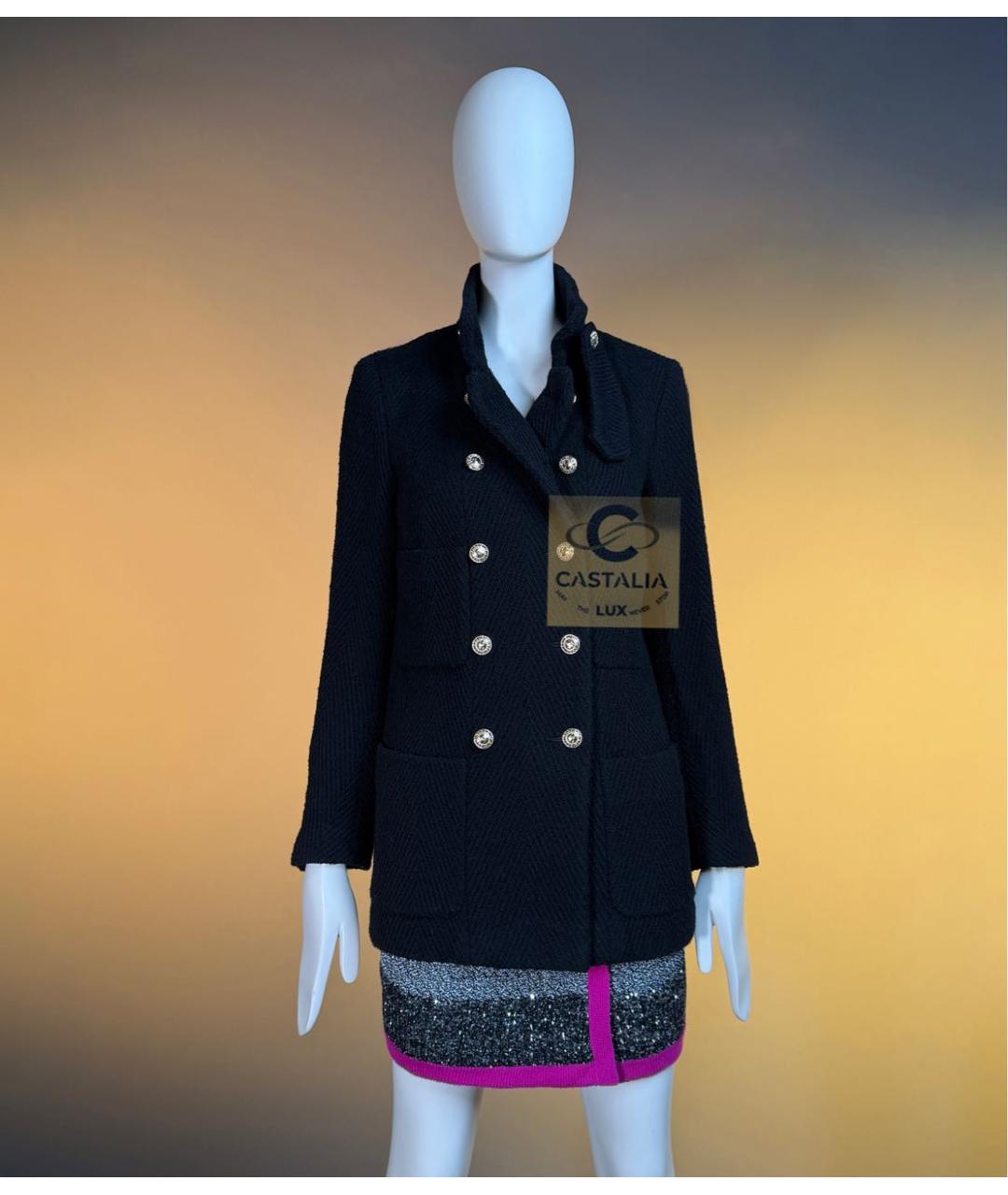 CHANEL Черный твидовый жакет/пиджак, фото 5