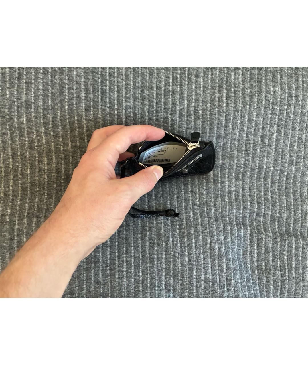 BALENCIAGA Черный кожаный кошелек, фото 3