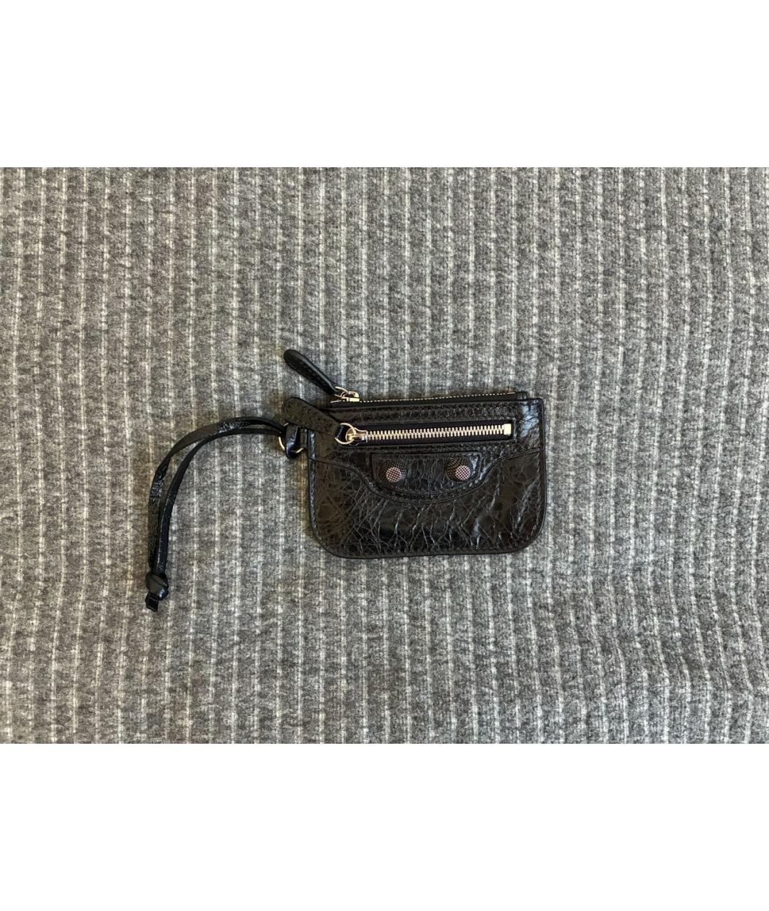 BALENCIAGA Черный кожаный кошелек, фото 4