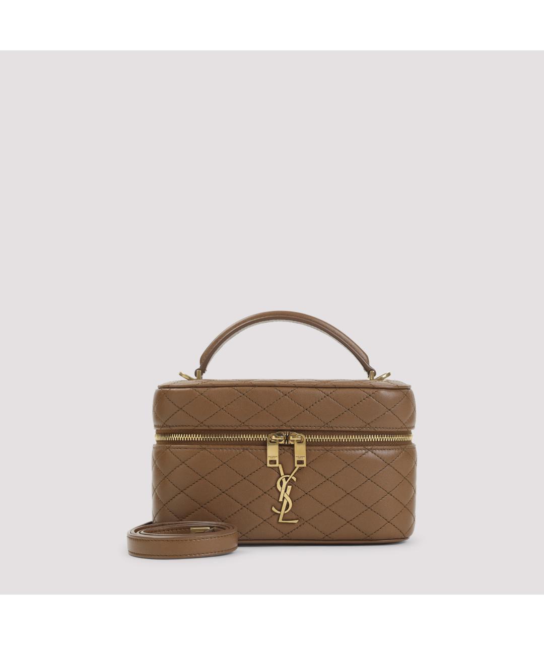 SAINT LAURENT Коричневая кожаная сумка через плечо, фото 2