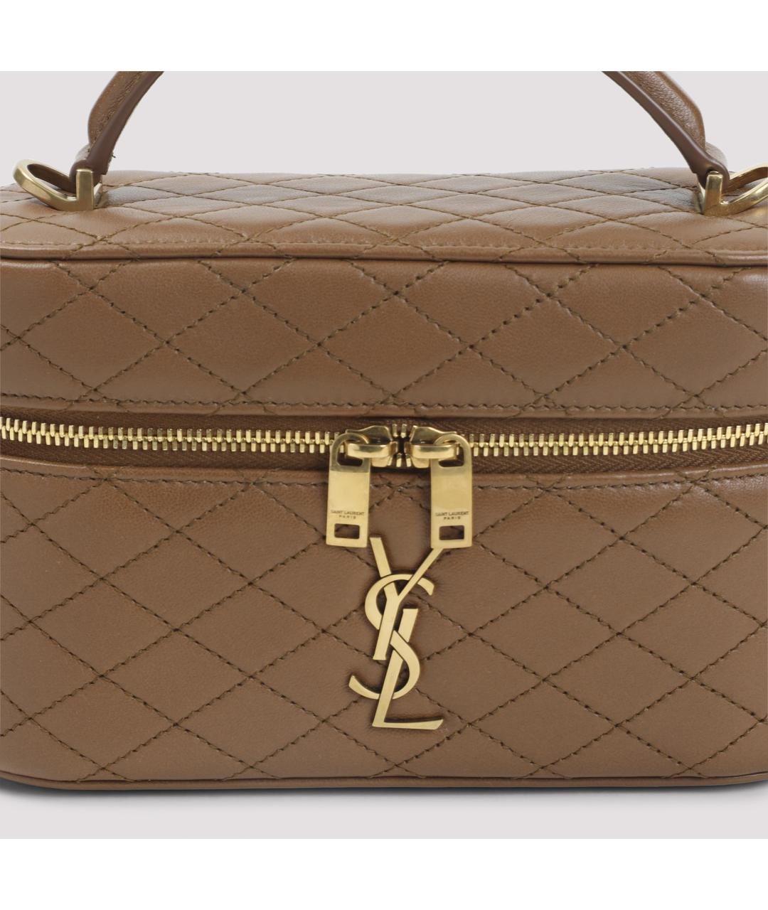SAINT LAURENT Коричневая кожаная сумка через плечо, фото 5