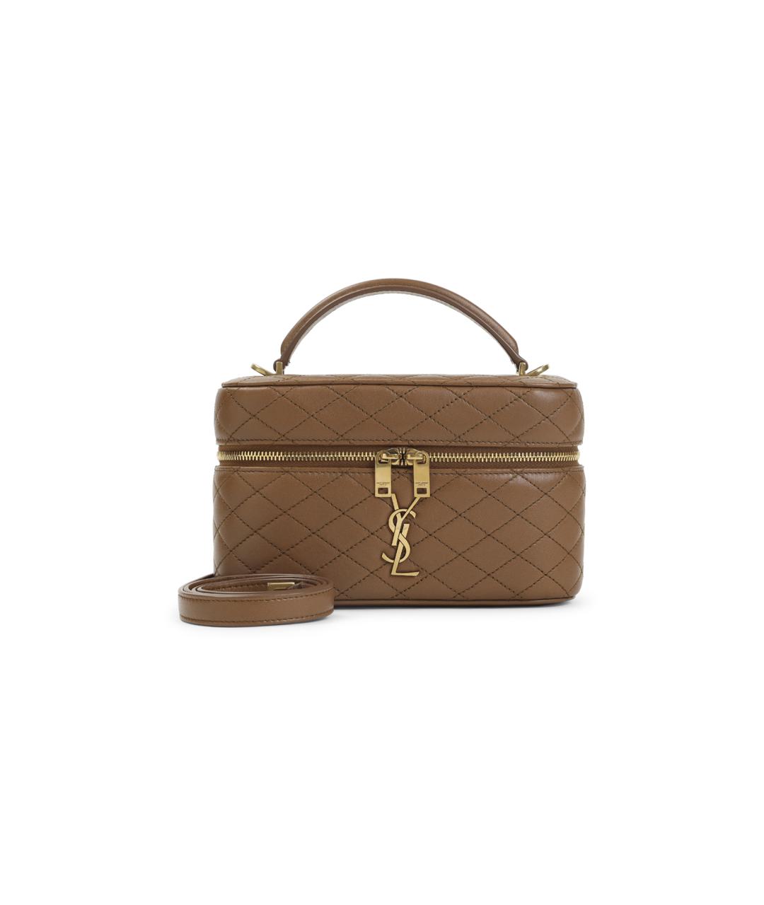 SAINT LAURENT Коричневая кожаная сумка через плечо, фото 1