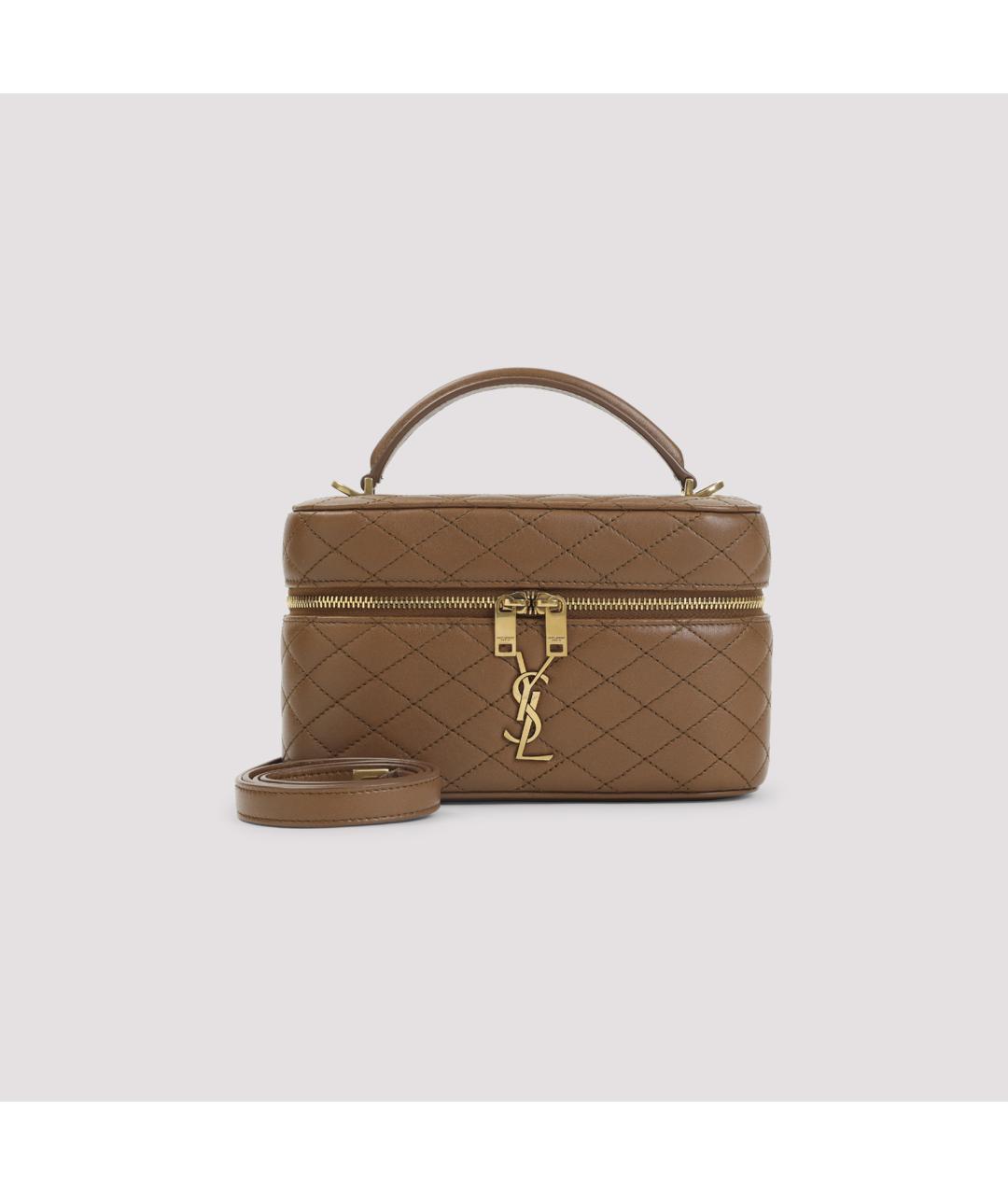SAINT LAURENT Коричневая кожаная сумка через плечо, фото 3