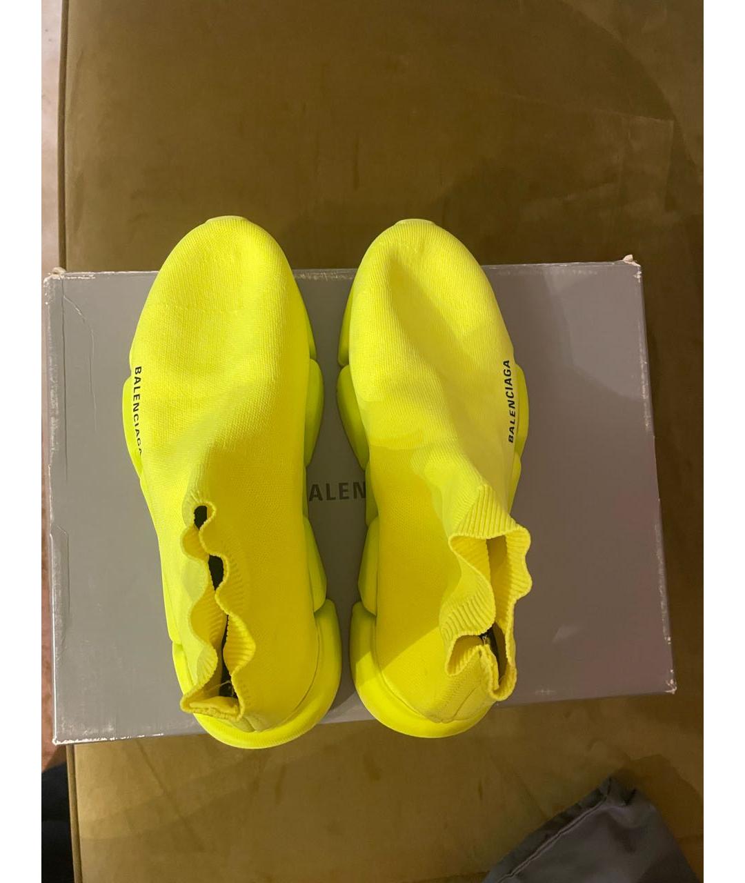 BALENCIAGA Желтые текстильные высокие кроссовки / кеды, фото 3