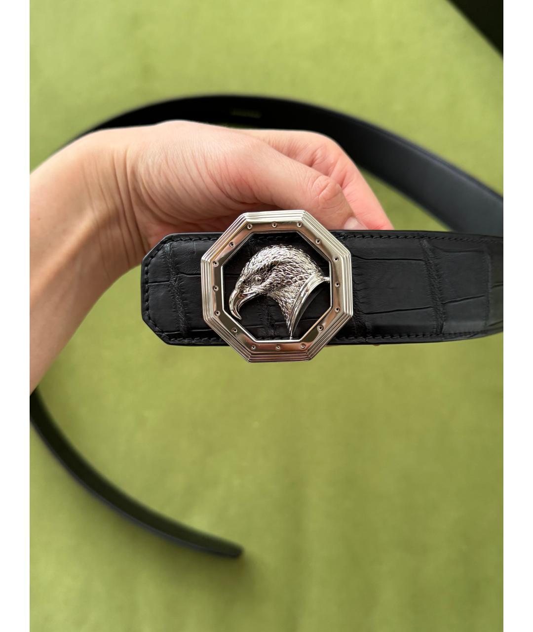 STEFANO RICCI Черный ремень из экзотической кожи, фото 5