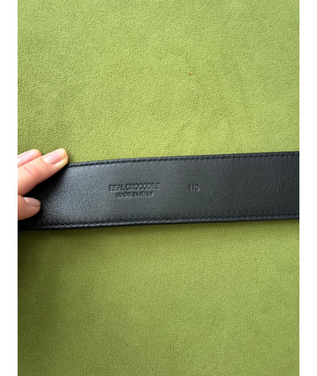 STEFANO RICCI Черный ремень из экзотической кожи, фото 3