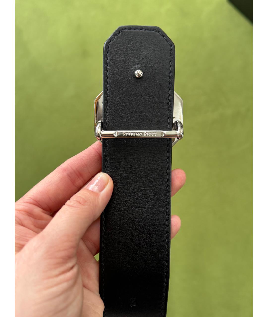 STEFANO RICCI Черный ремень из экзотической кожи, фото 2
