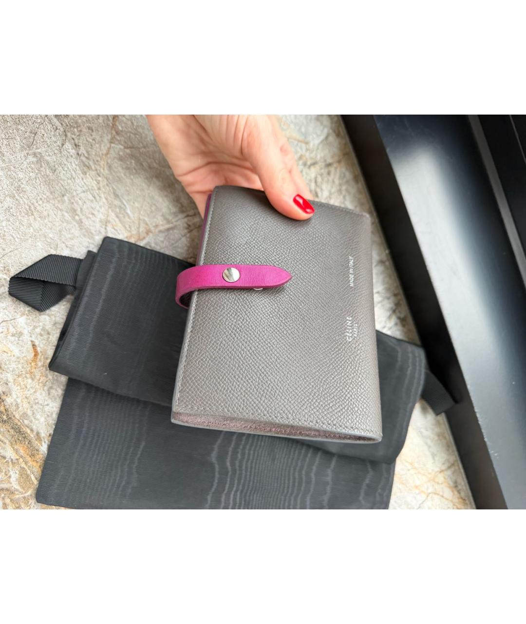 CELINE Серый кожаный кошелек, фото 2
