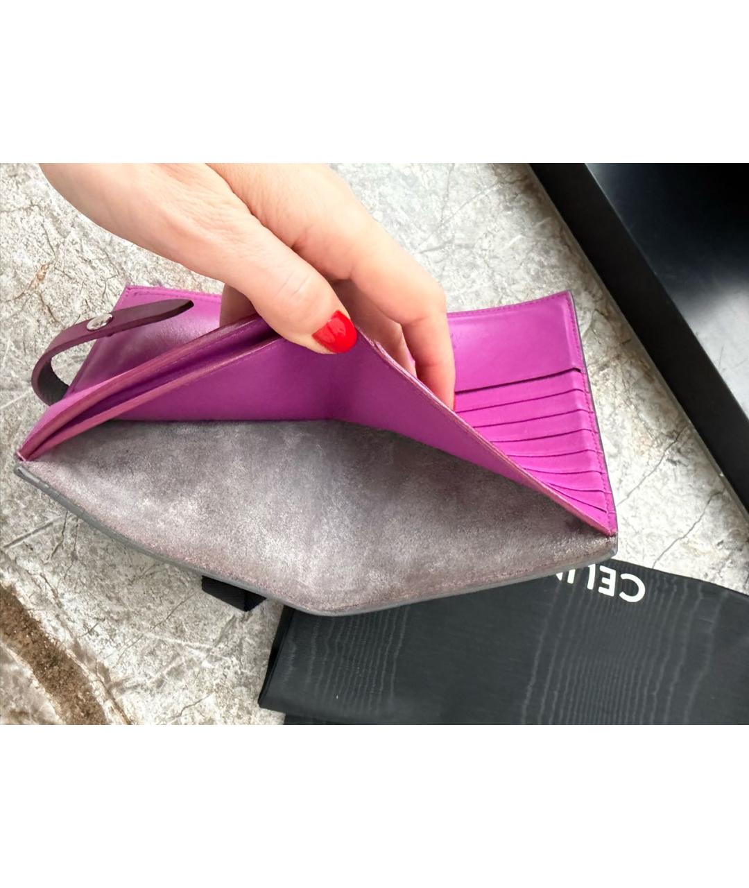 CELINE Серый кожаный кошелек, фото 4