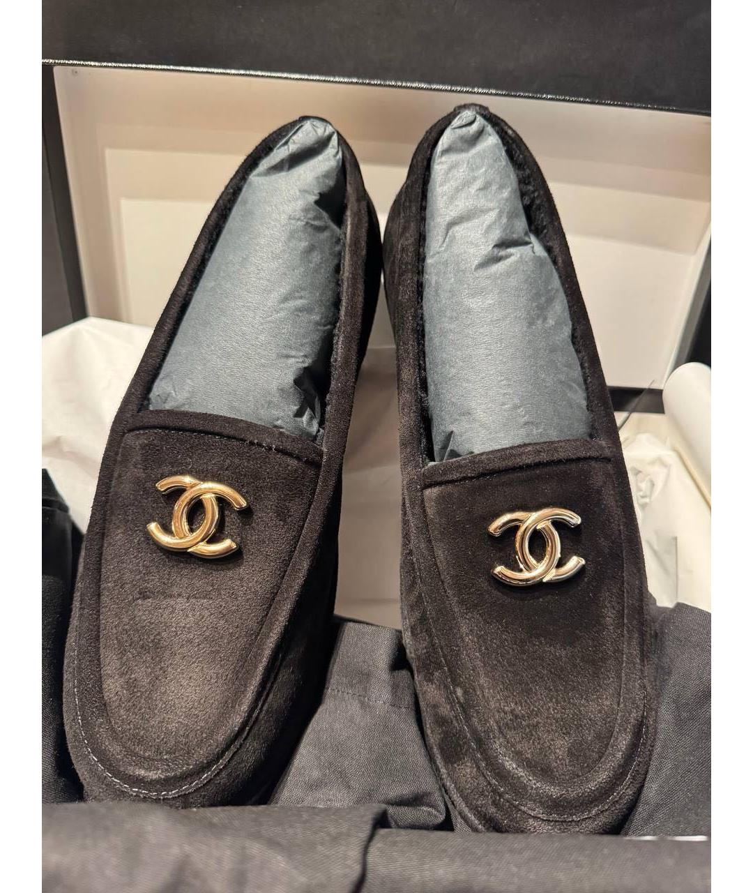 CHANEL Черные замшевые лоферы, фото 2