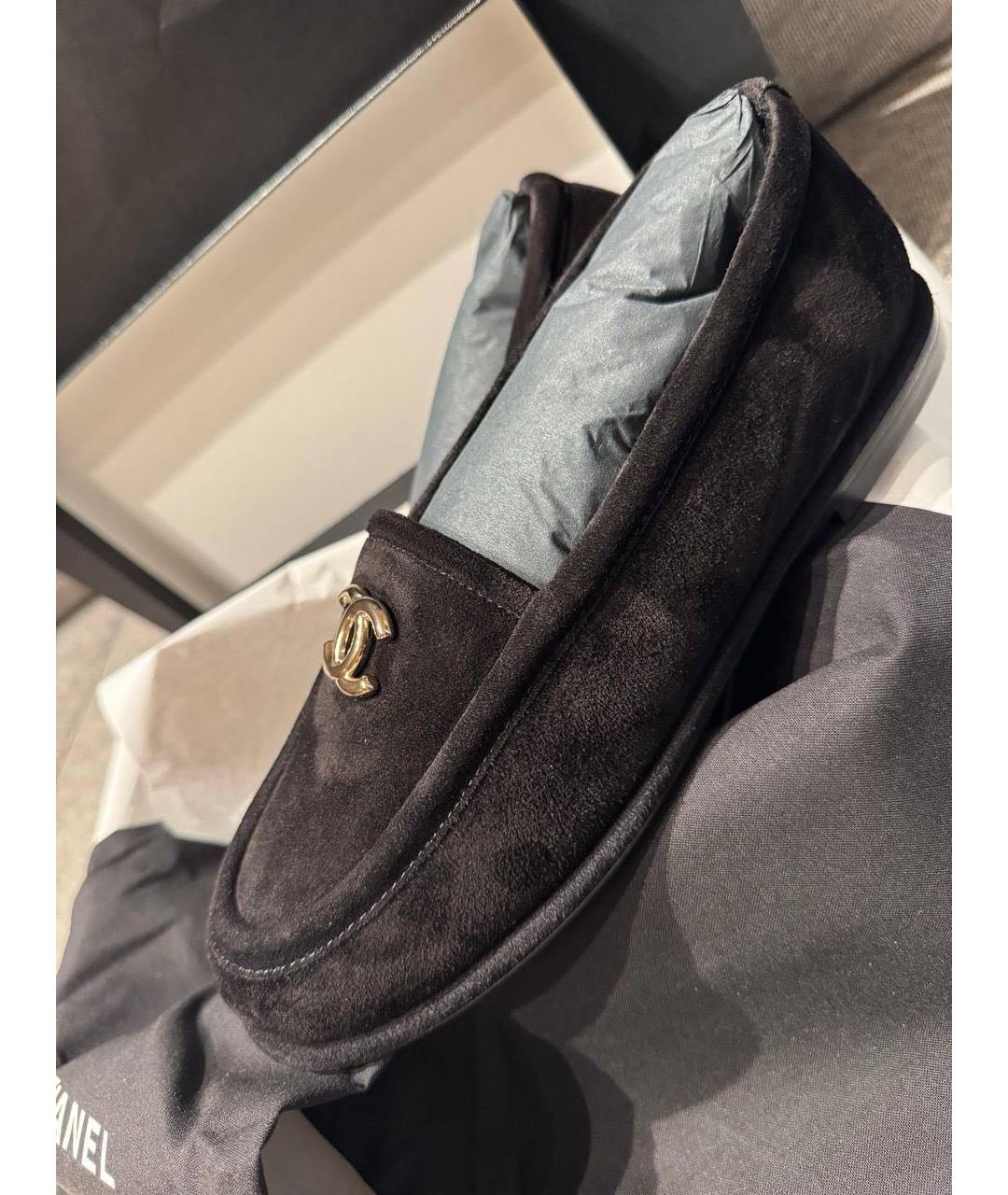 CHANEL Черные замшевые лоферы, фото 8