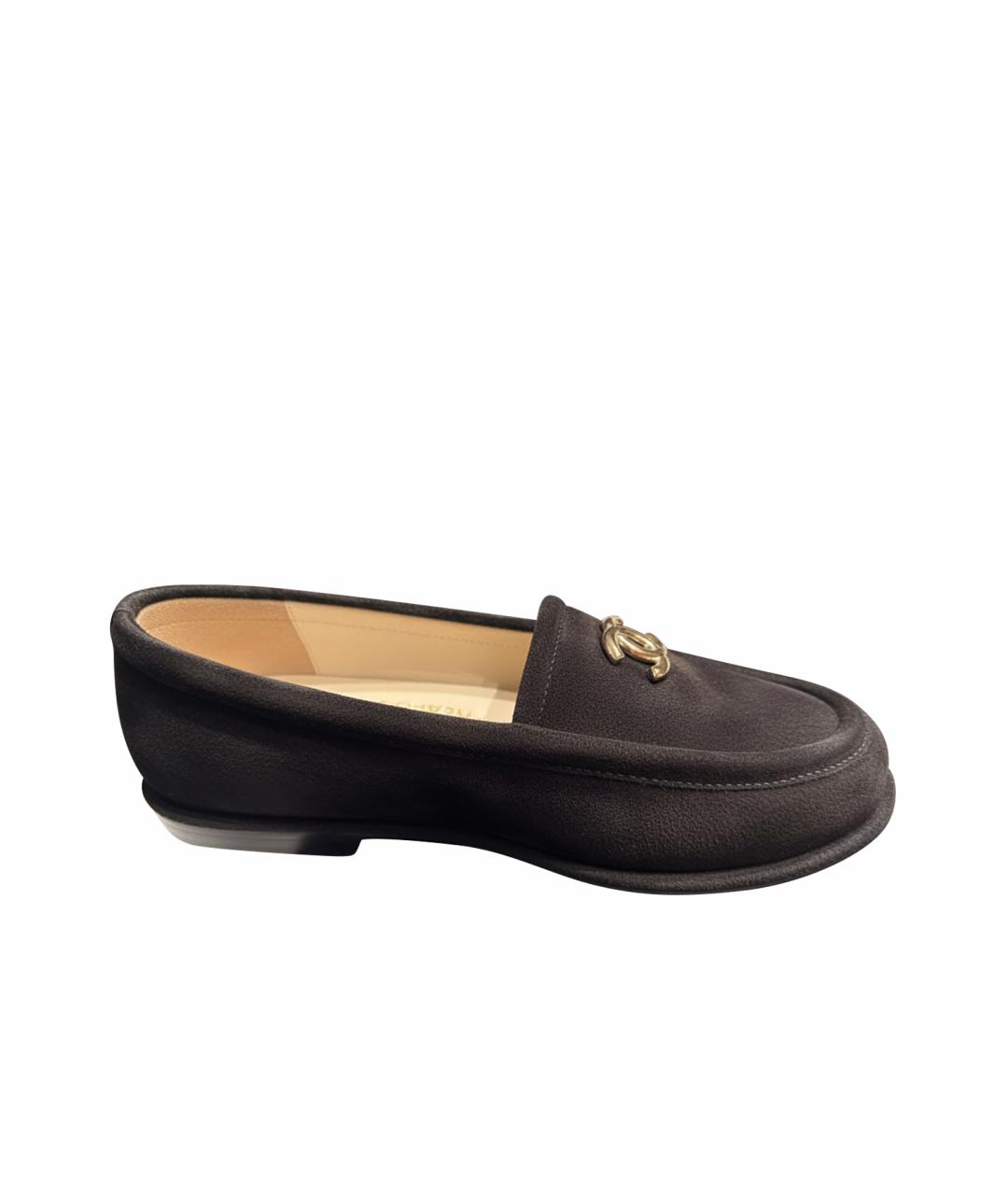 CHANEL Черные замшевые лоферы, фото 1