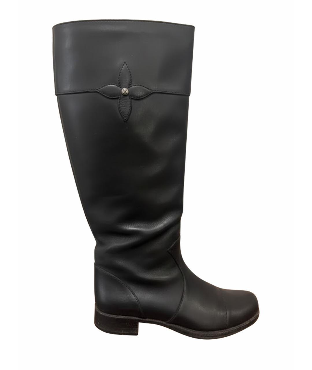 LOUIS VUITTON Черные кожаные сапоги, фото 1