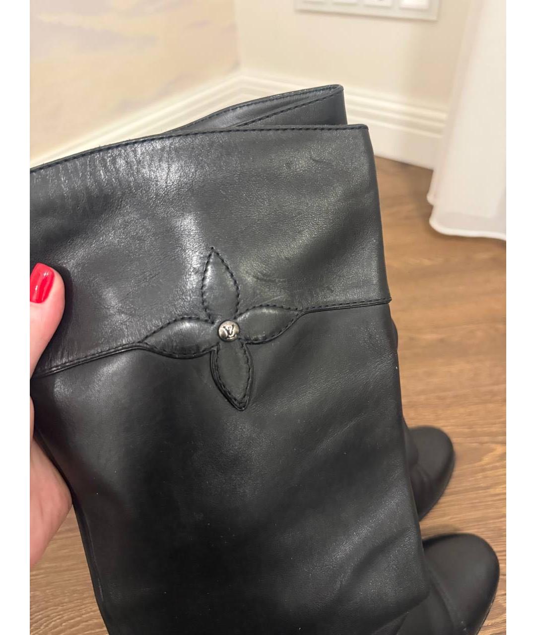 LOUIS VUITTON Черные кожаные сапоги, фото 2