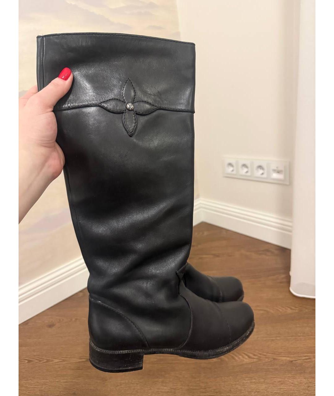 LOUIS VUITTON Черные кожаные сапоги, фото 5