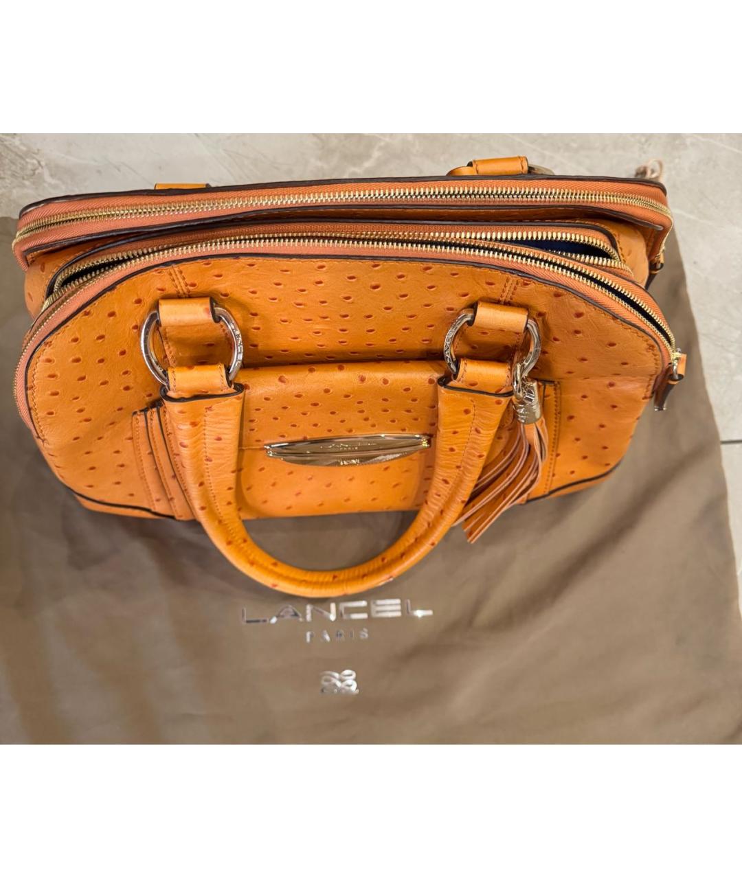 LANCEL Оранжевая сумка тоут из экзотической кожи, фото 3