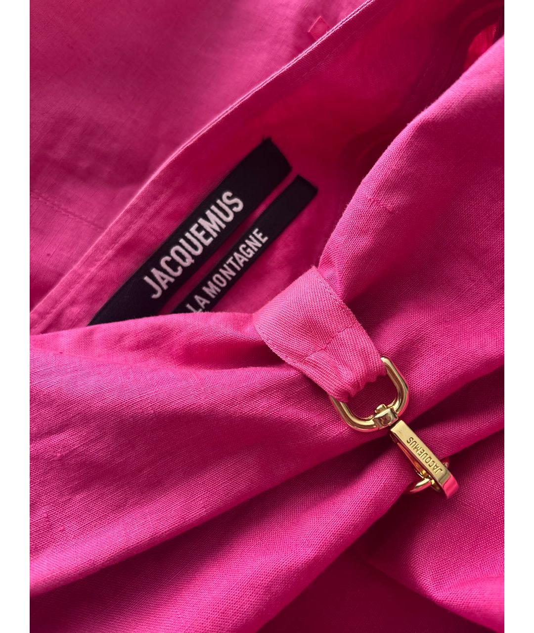 JACQUEMUS Розовая льняная юбка макси, фото 6