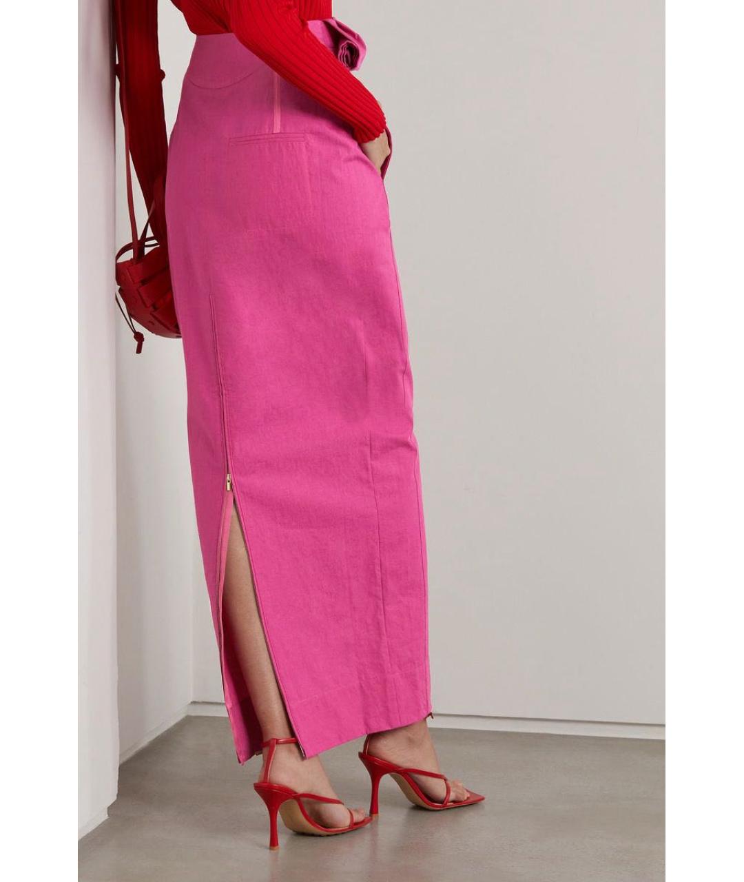 JACQUEMUS Розовая льняная юбка макси, фото 2