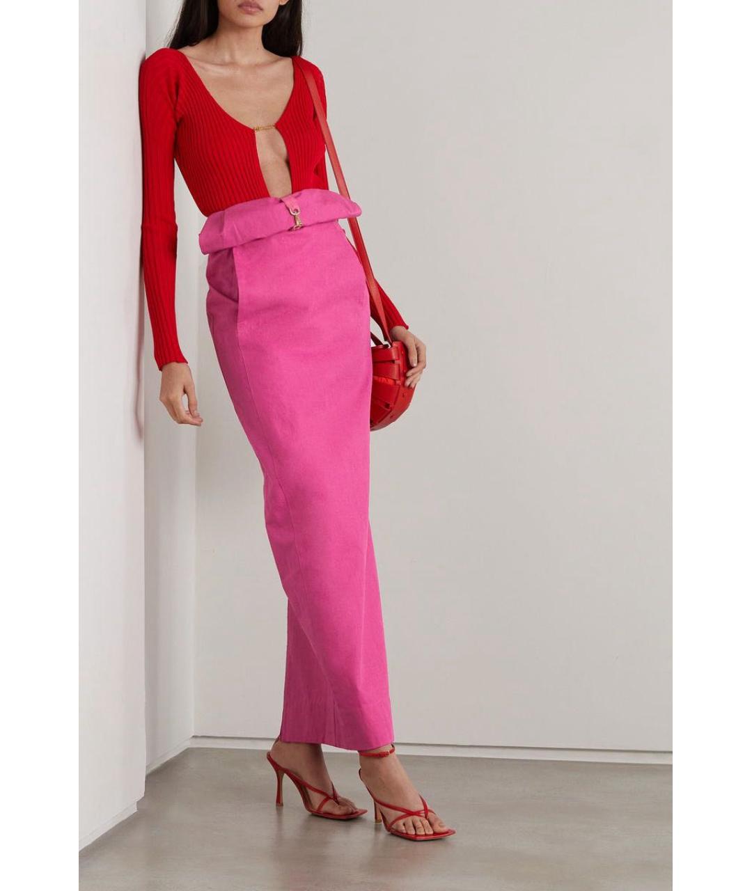 JACQUEMUS Розовая льняная юбка макси, фото 3