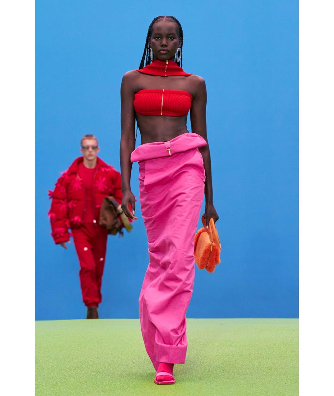 JACQUEMUS Розовая льняная юбка макси, фото 8