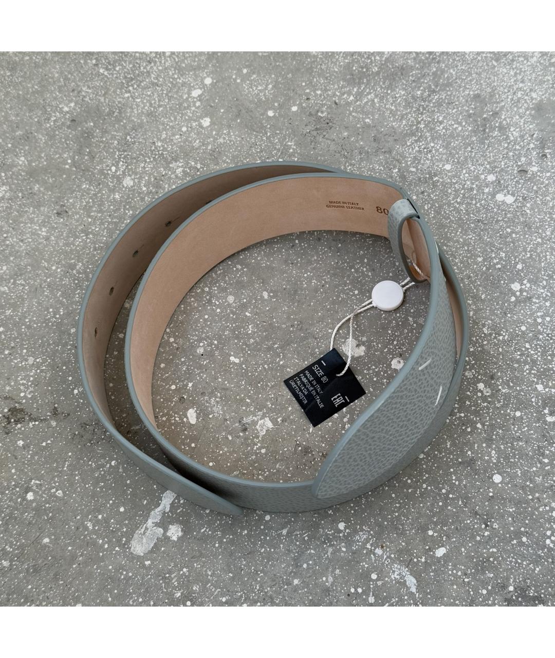 MAISON MARGIELA Серый кожаный ремень, фото 4