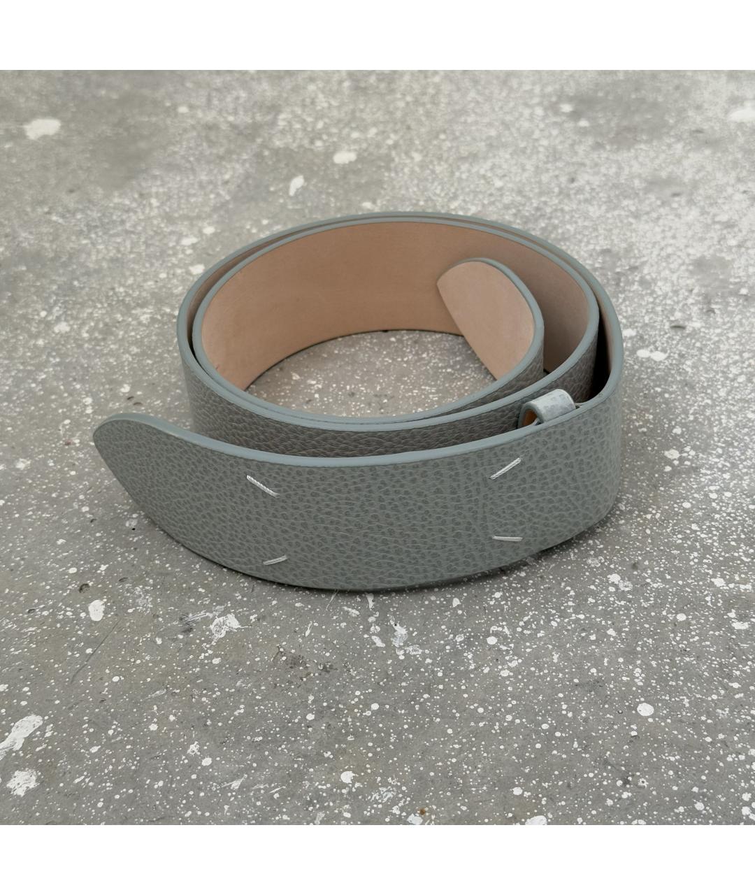 MAISON MARGIELA Серый кожаный ремень, фото 9