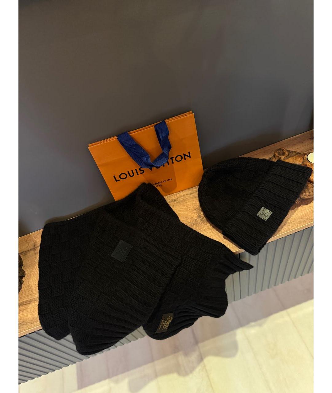 LOUIS VUITTON Черная шапка, фото 5