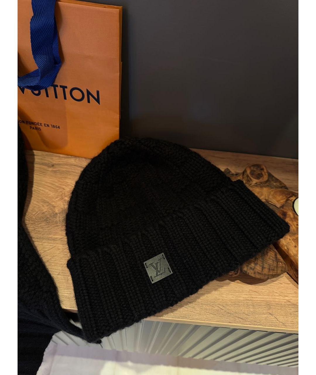 LOUIS VUITTON Черная шапка, фото 2