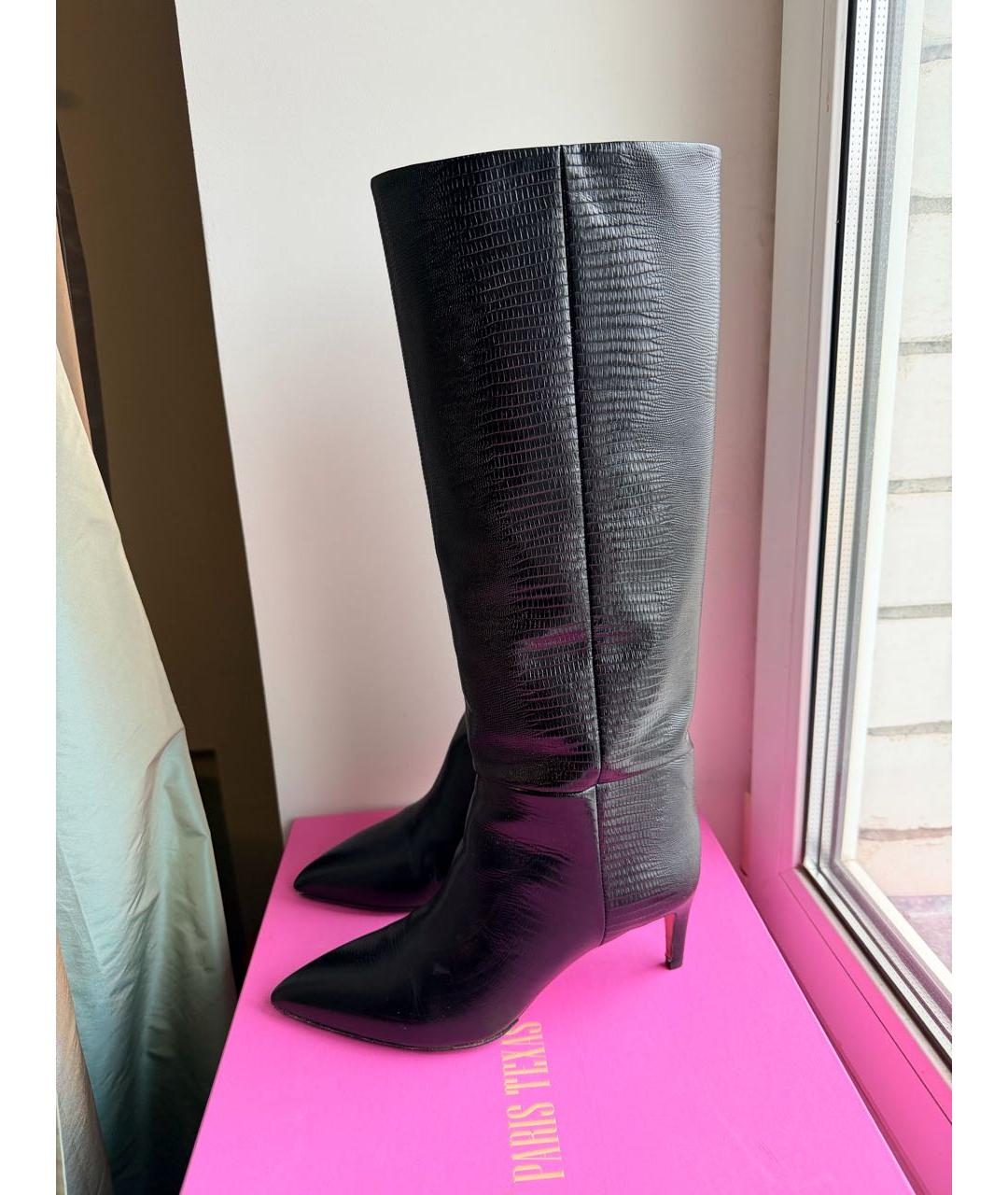 PARIS TEXAS Черные кожаные сапоги, фото 7