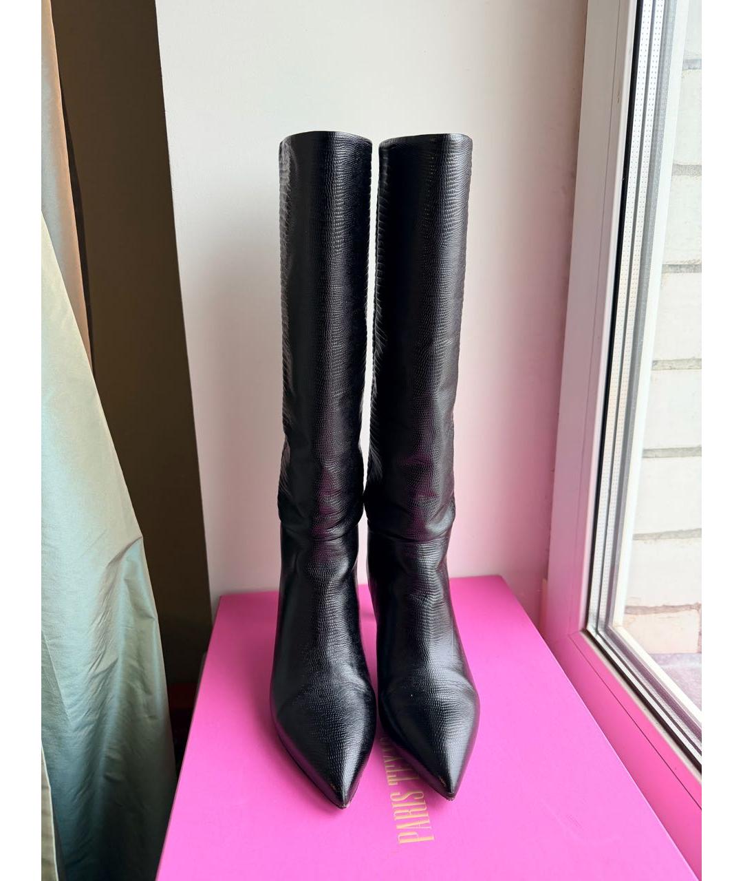 PARIS TEXAS Черные кожаные сапоги, фото 2