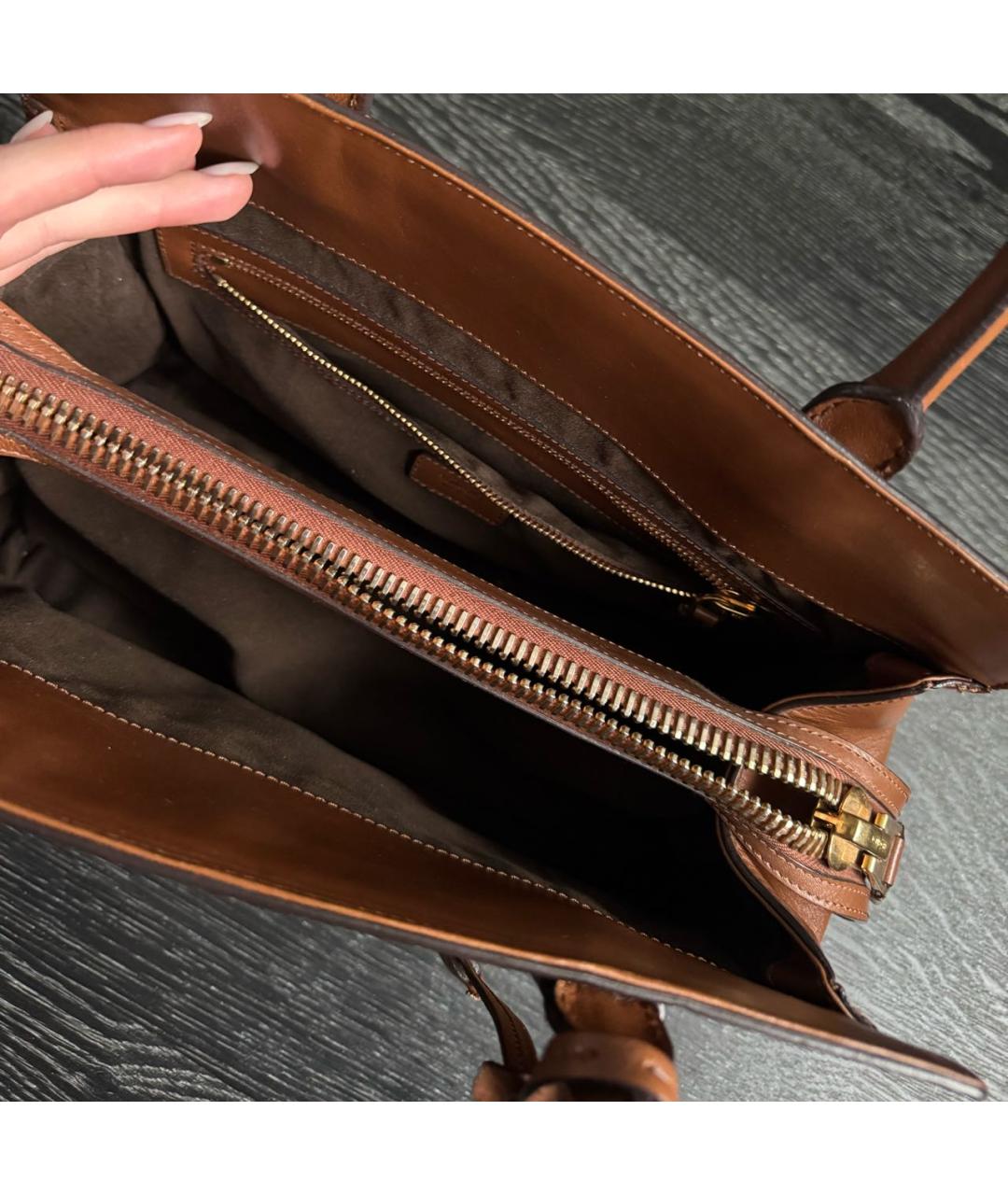 TOM FORD Коричневая кожаная сумка тоут, фото 4