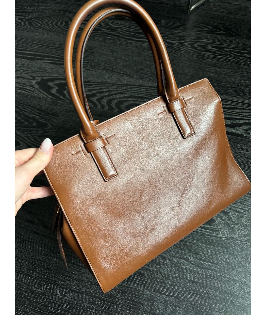 TOM FORD Коричневая кожаная сумка тоут, фото 3