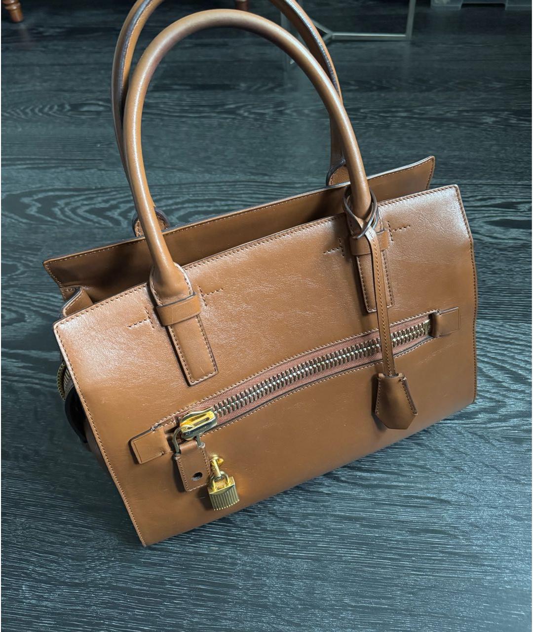 TOM FORD Коричневая кожаная сумка тоут, фото 2