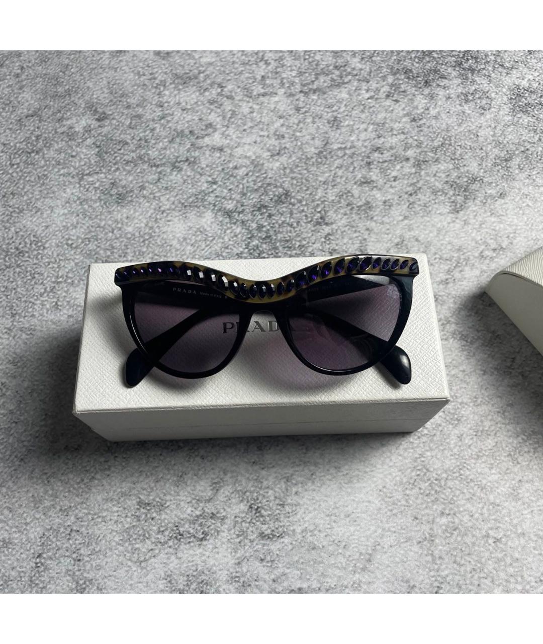 PRADA Черные пластиковые солнцезащитные очки, фото 5
