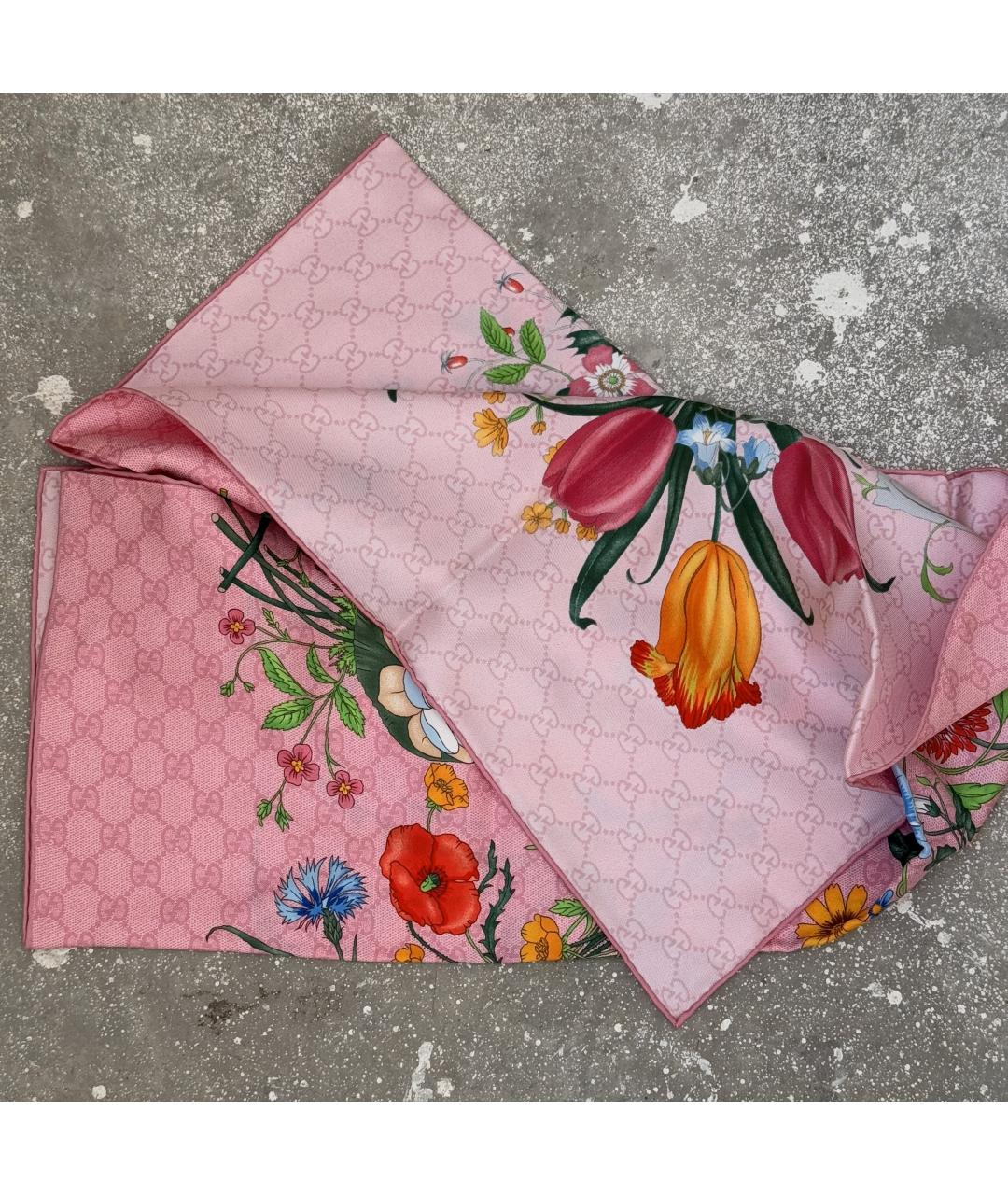 GUCCI Розовый шелковый платок, фото 8