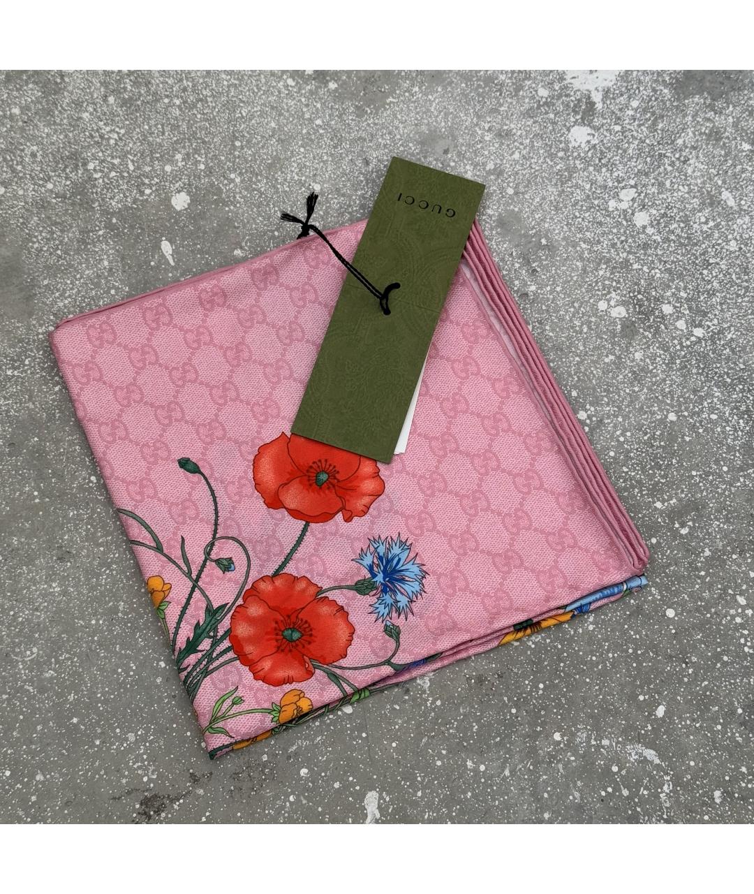 GUCCI Розовый шелковый платок, фото 2