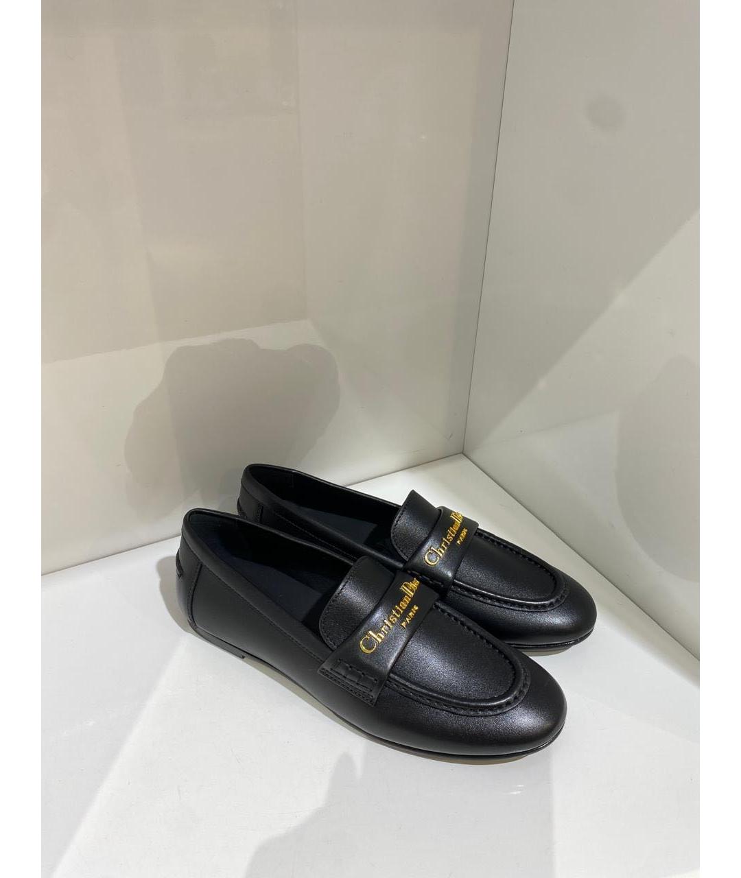 CHRISTIAN DIOR Черные кожаные лоферы, фото 3