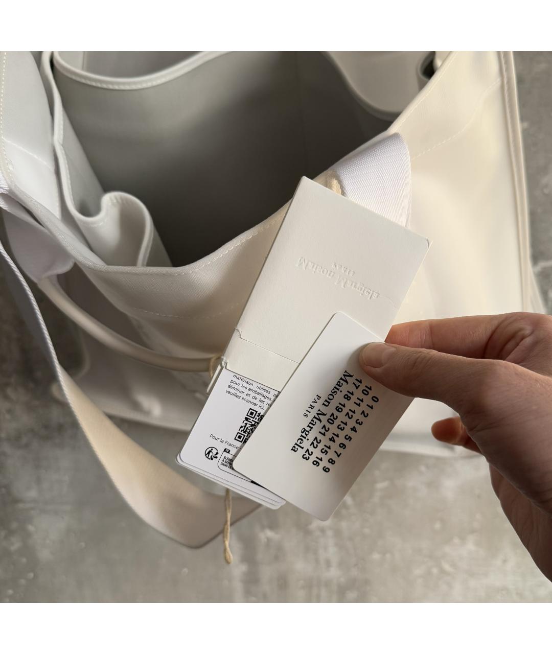 MAISON MARGIELA Белая тканевая сумка тоут, фото 8