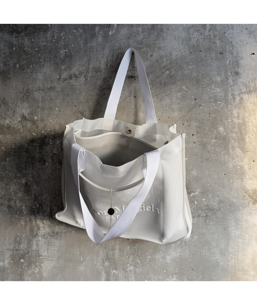 MAISON MARGIELA Белая тканевая сумка тоут, фото 7