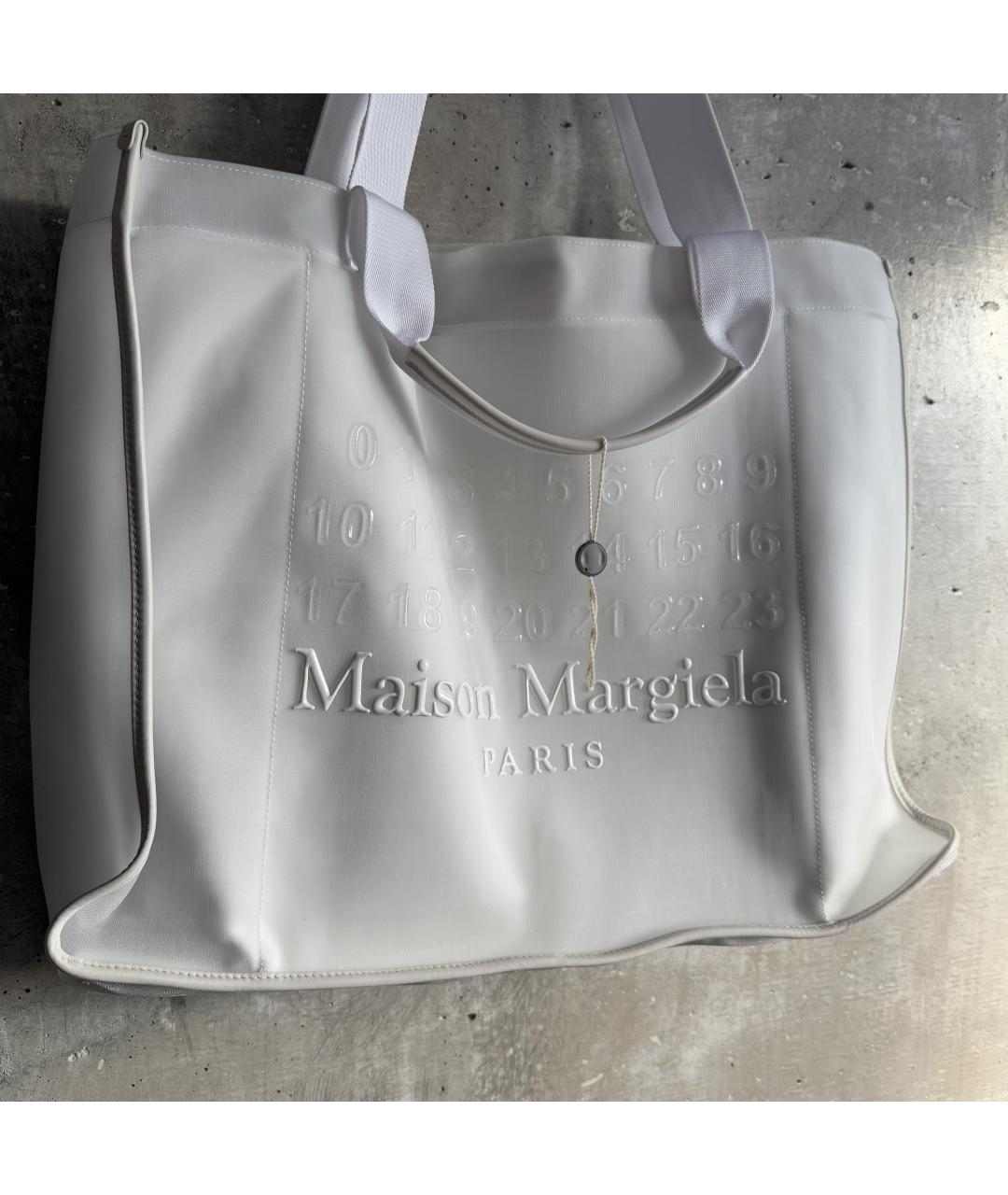 MAISON MARGIELA Белая тканевая сумка тоут, фото 3