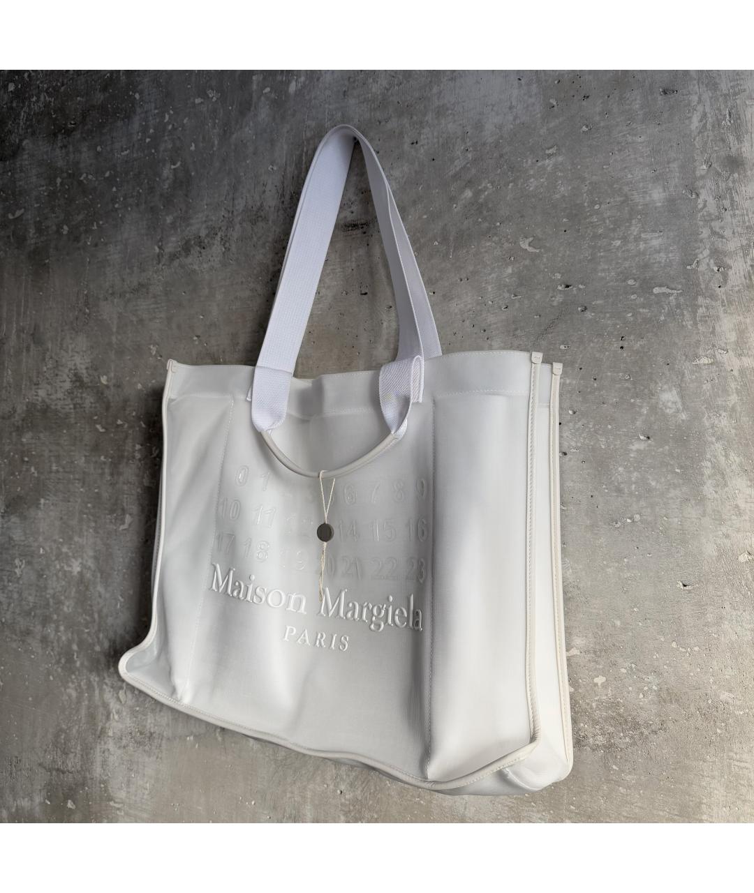 MAISON MARGIELA Белая тканевая сумка тоут, фото 4