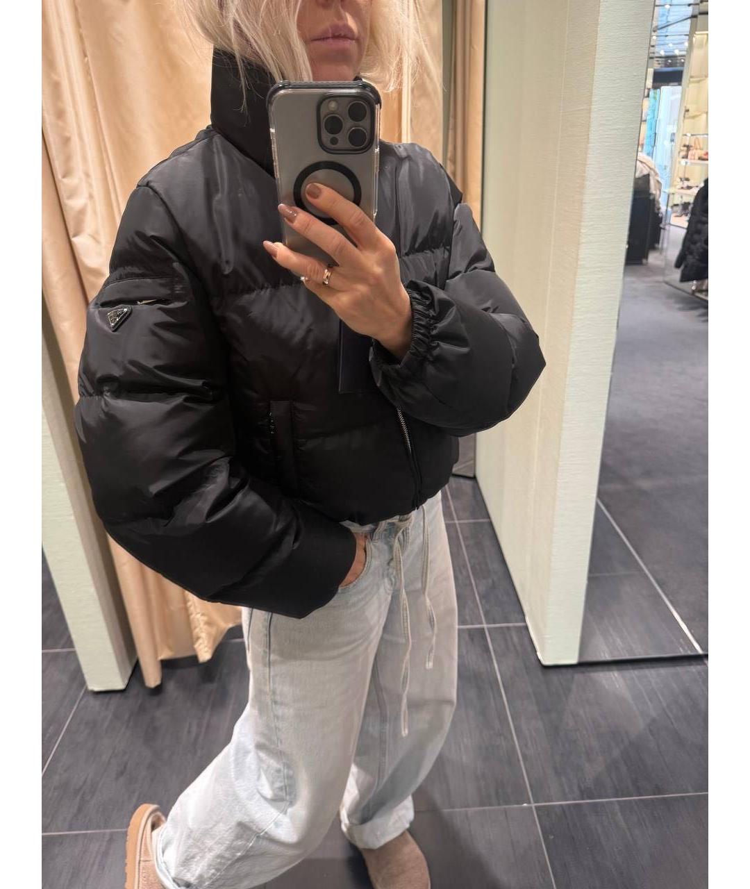 PRADA Черный полиэстеровый пуховик, фото 7