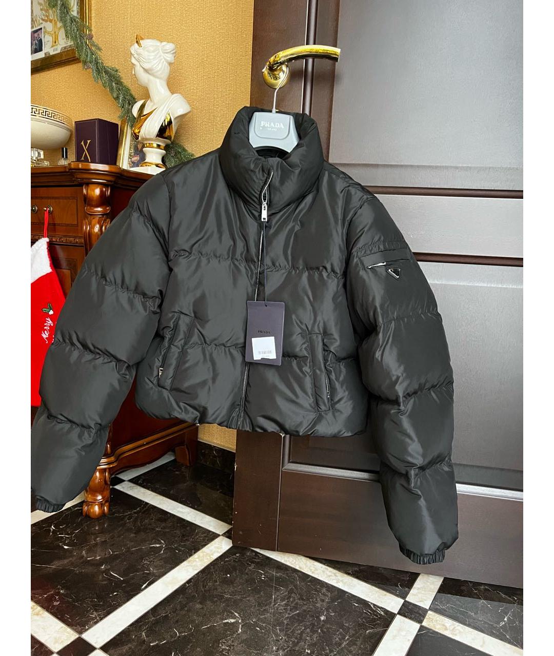PRADA Черный полиэстеровый пуховик, фото 8