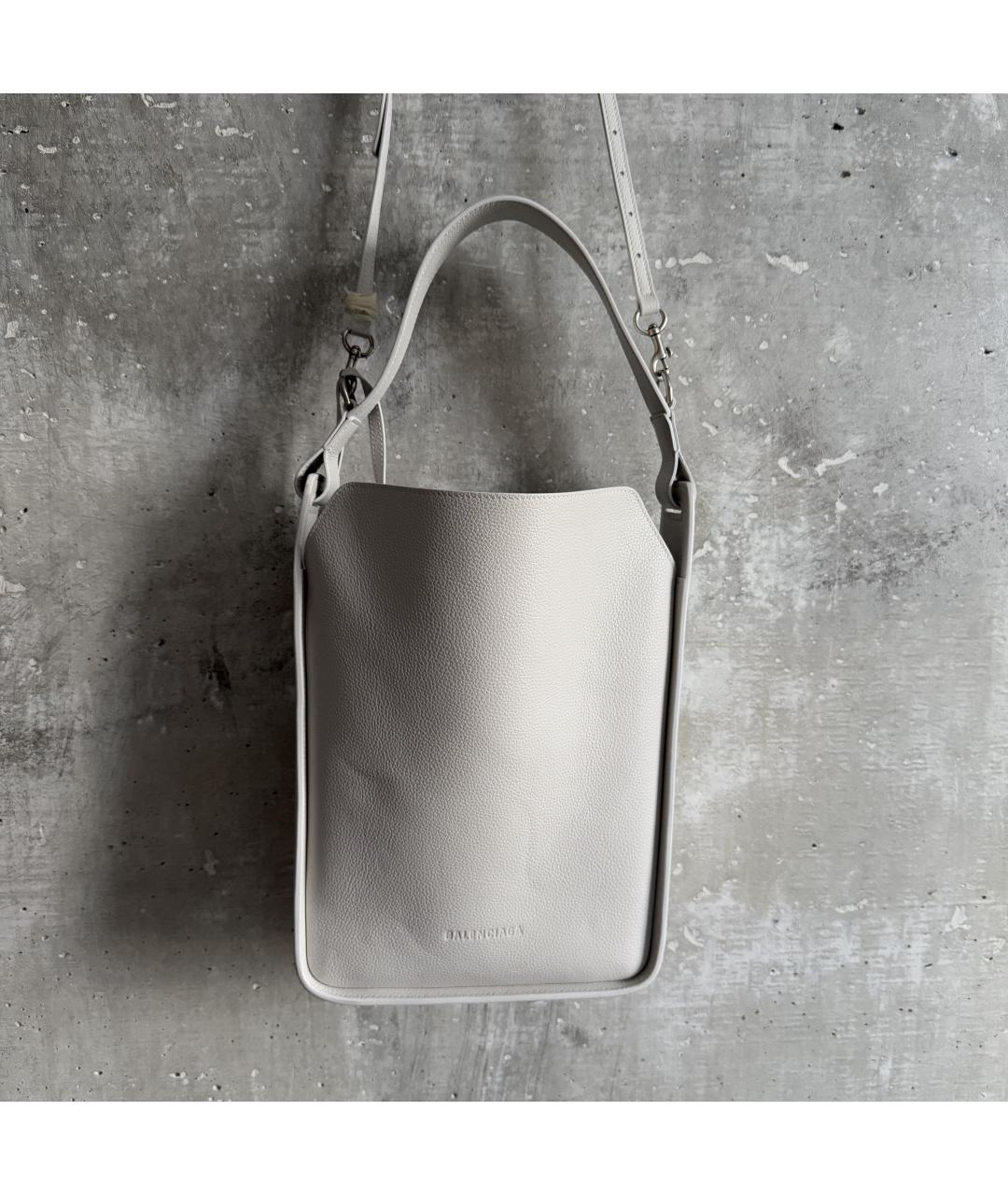 BALENCIAGA Серая кожаная сумка через плечо, фото 4