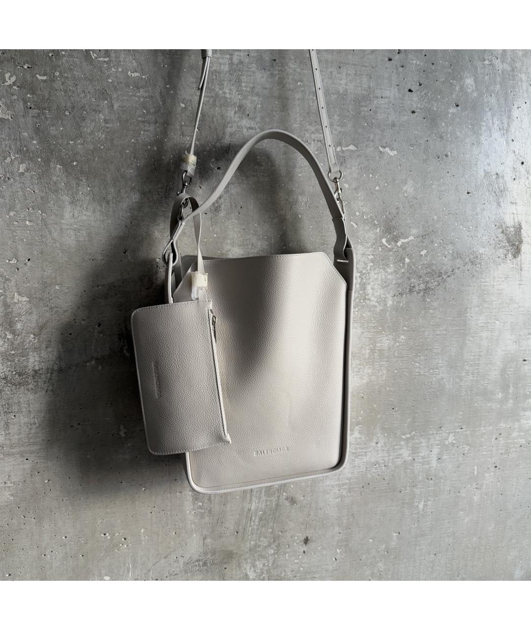 BALENCIAGA Серая кожаная сумка через плечо, фото 3