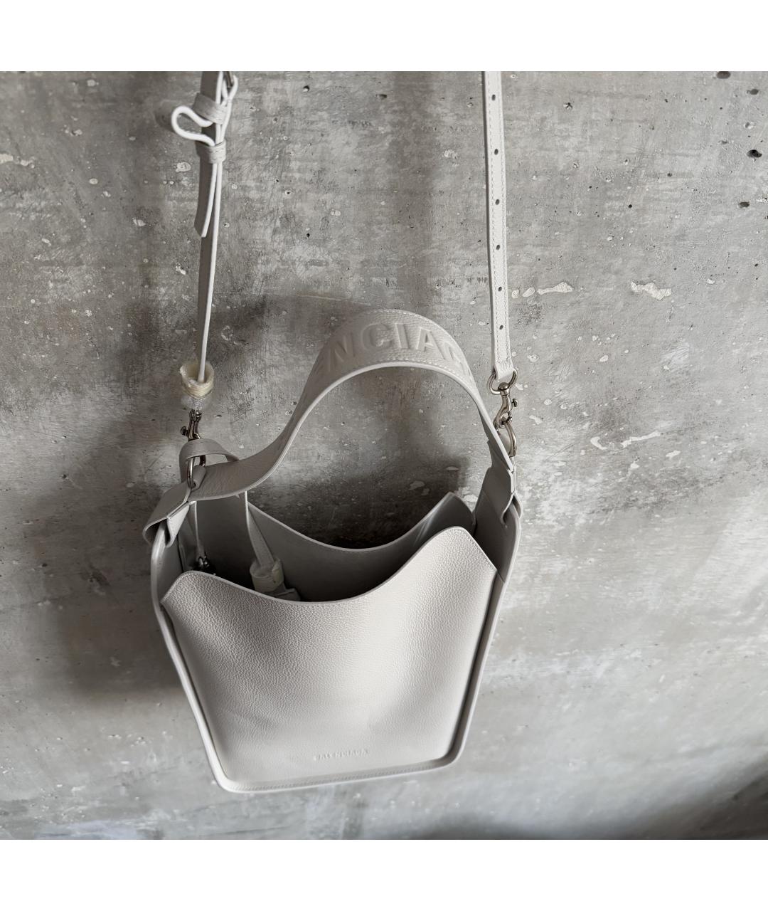 BALENCIAGA Серая кожаная сумка через плечо, фото 7