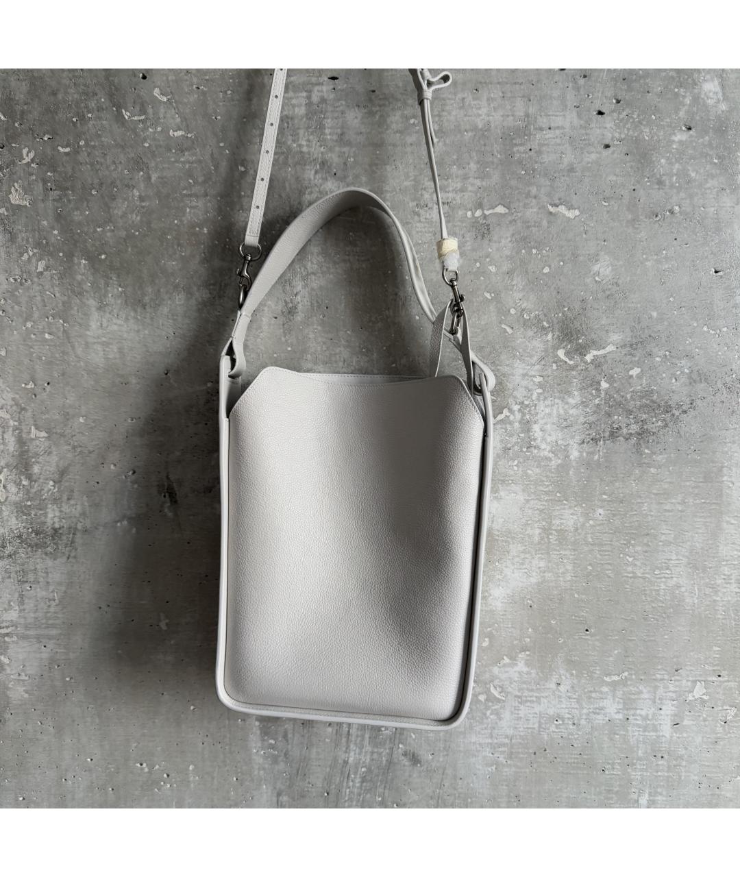 BALENCIAGA Серая кожаная сумка через плечо, фото 5